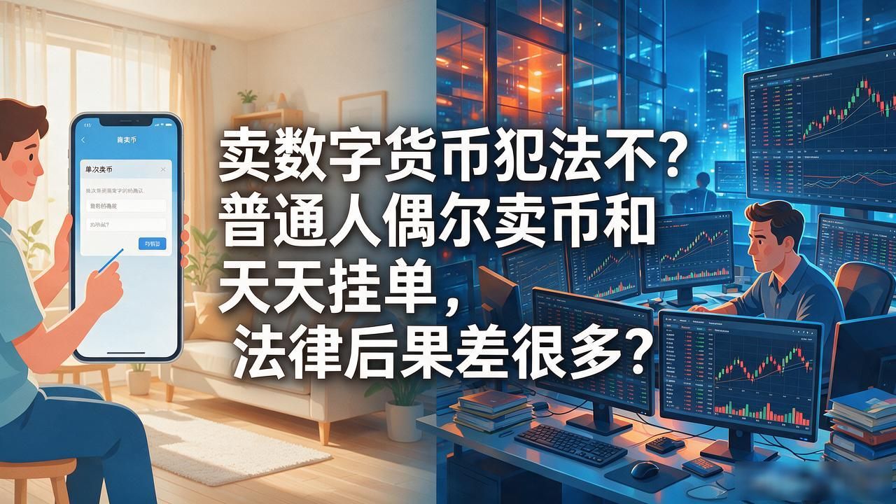 卖数字货币犯法不？普通人偶尔卖币和天天挂单，法律后果差很多