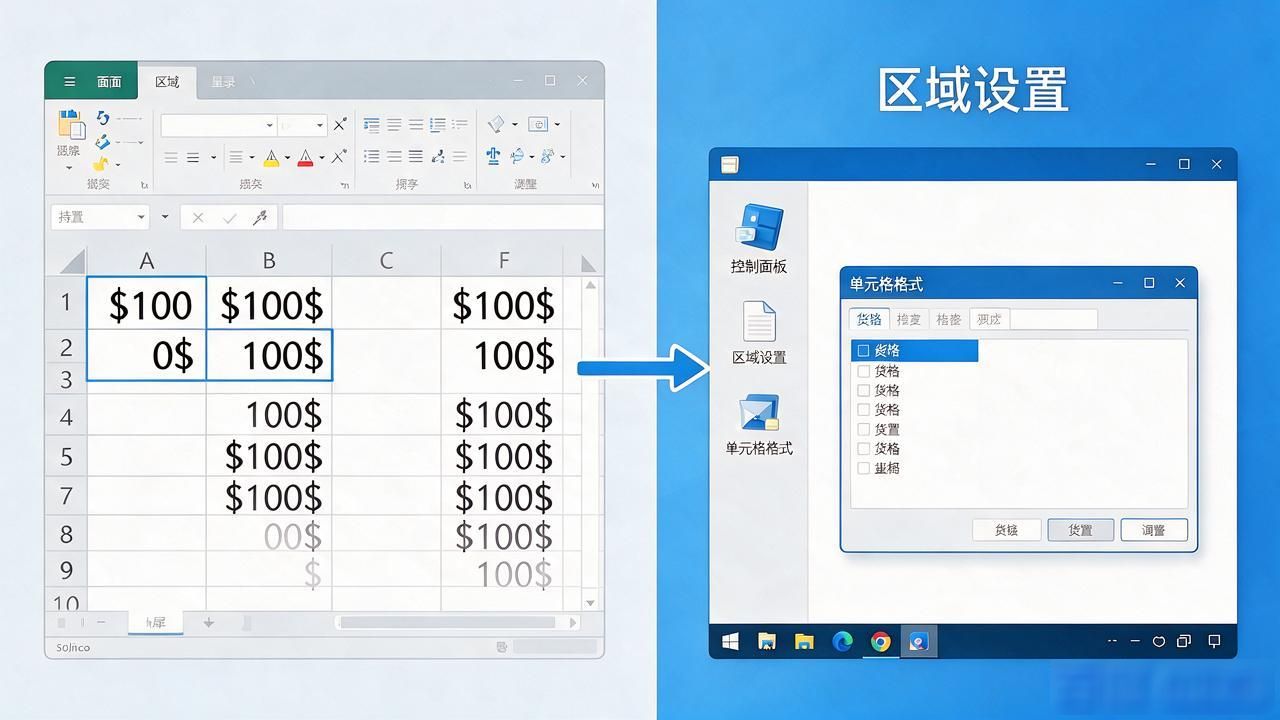 Excel货币符号跑到数字后面了？三步调回正常显示