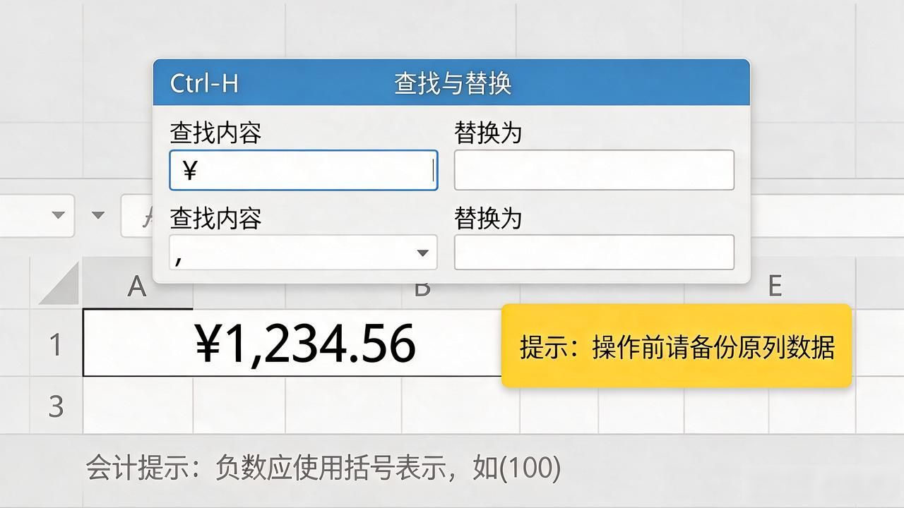 Excel里货币怎么改成数字？去掉￥符号和逗号的实操方法