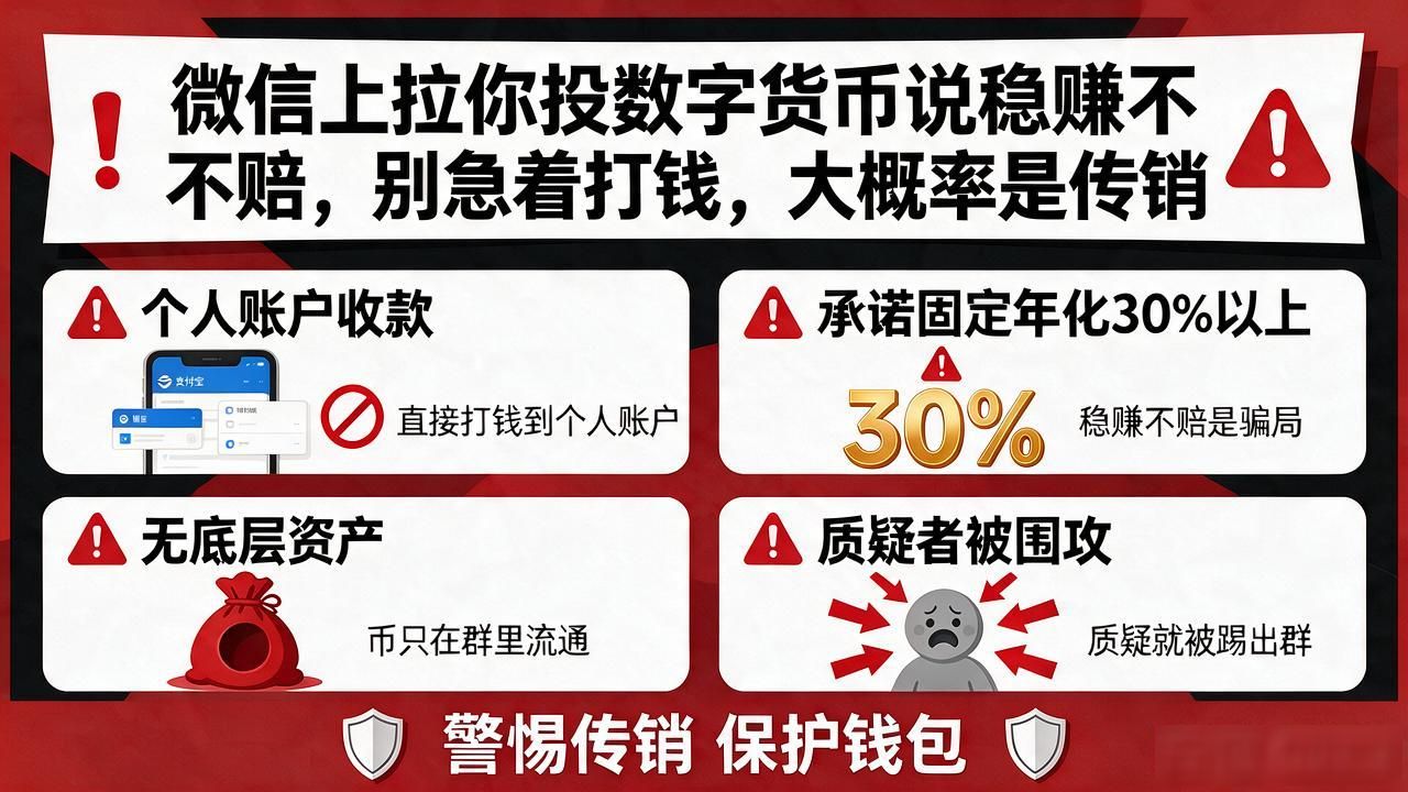 微信上拉你投数字货币说稳赚不赔，别急着打钱，大概率是传销